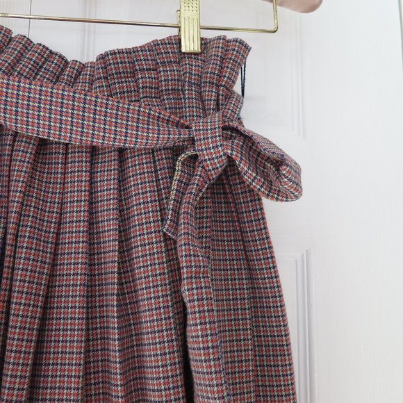 ZARA - Pleated check skirt with tie belt - Picture 6 of 8
